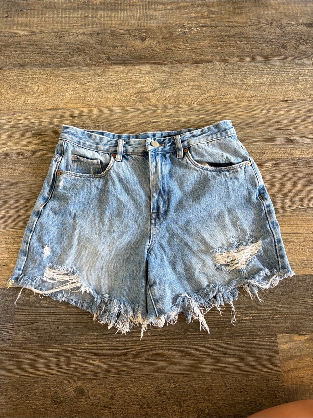 Light Blue Distressed Denim Shorts